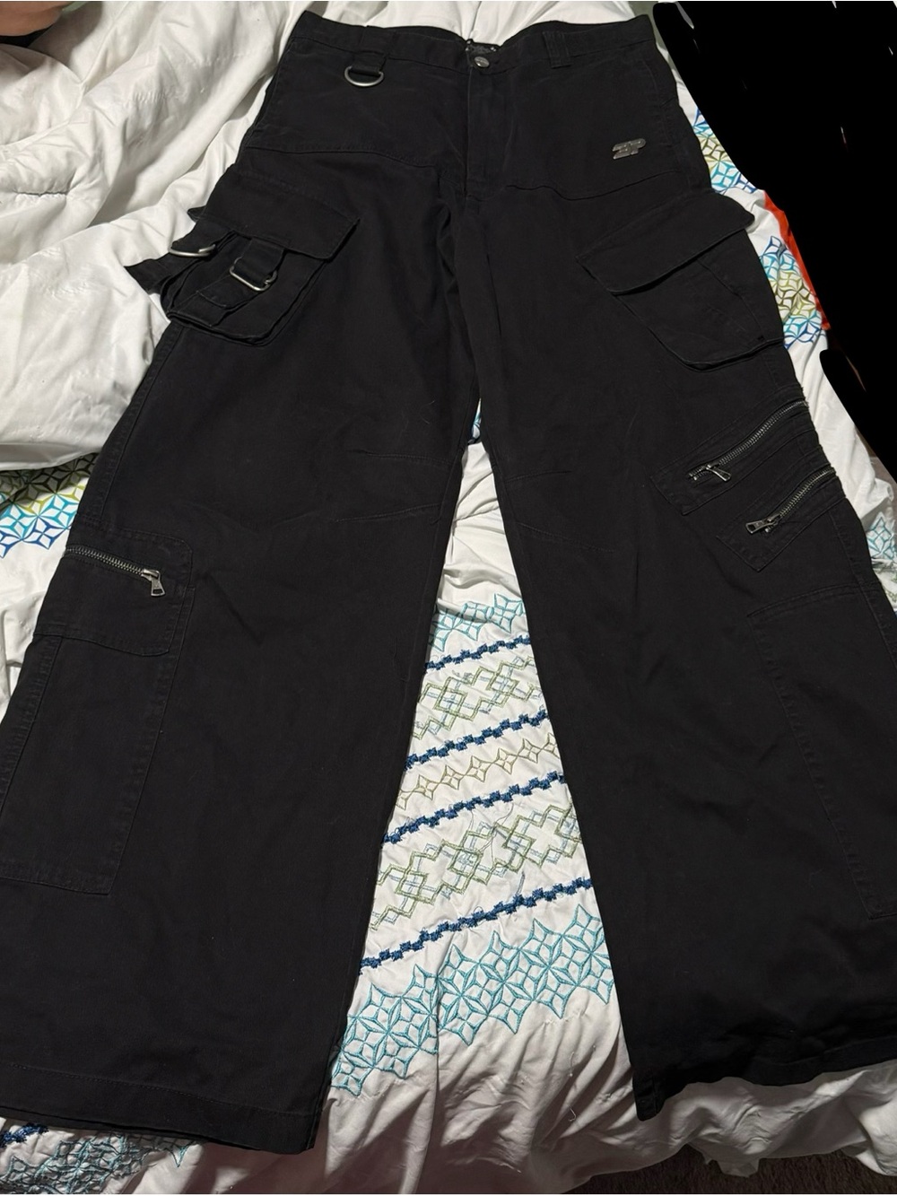 Broken Planet Black Cargo Utility Pants with Pockets and D-Ring